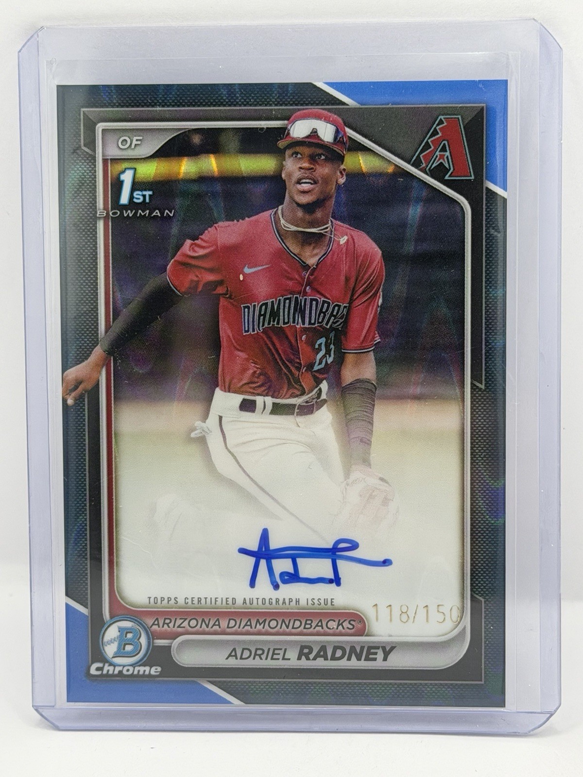 2024 1st Bowman Chrome ~ Adriel Radney ~ Blue Raywave Refractor /150 ~ Auto