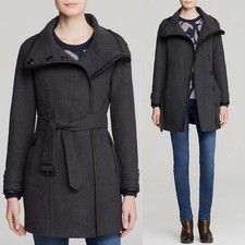 BURBERRY Waltford Wool Cashmere Funnel Neck Belted Coat Size 6