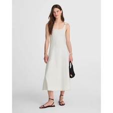 Madewell Denim Scoopneck Midi Dress in Pure White Wash Size Large NWT