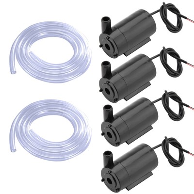 4Pcs DC 3-5V Micro Submersible Mini Water Pump with 2pcs Clear Vinyl Tubing F