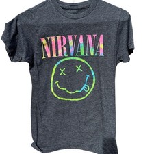 Nirvana gray with tie dye smiley face Size small