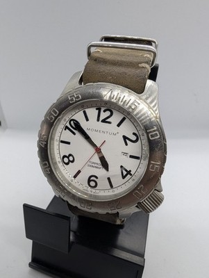 Momentum Torpedo, Sapphire Crystal Date Quartz Watch, Leather Strap New Battery 