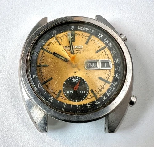 Vintage Seiko 6139-6012 Automatic Watch Chronograph 17 Jewels Mens Yellow Dial