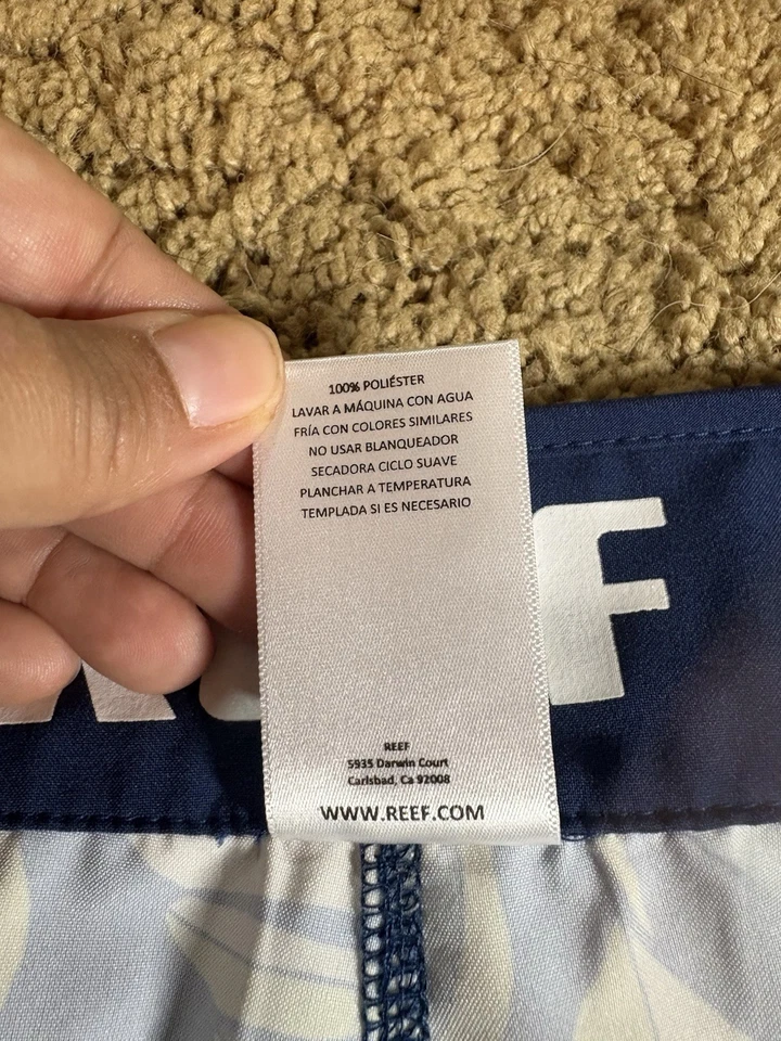 Reef Boardshorts Men 34 Alonso Tropical Leaf Pattern Blue Surf Swim - Image 4 of 4