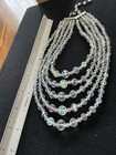 Vintage 5 Strand Crystal Beaded Necklace With Aurora Borealis Finish — photo 6