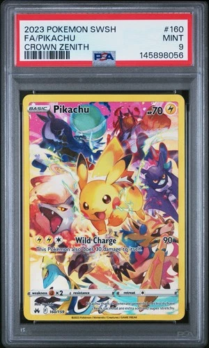 2023 POKEMON SWORD & SHIELD CROWN ZENITH #160 FULL ART/PIKACHU PSA 9
