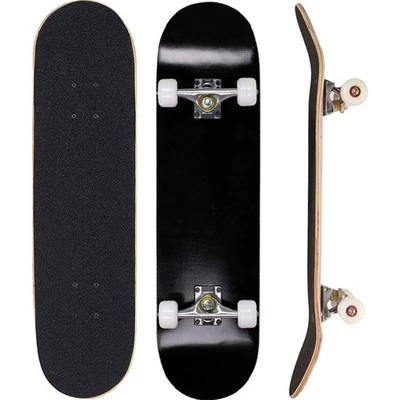 Skateboard Anfänger 80x20 cm Ahornholz schwarz 55 Mikrometer toll