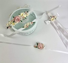 Corona Di Fiori Con Perle Per Ragazze E Donne - Fascia Da Sposa Boho, Accessorio Per Capelli Matrimonio E Comunione, Bianco
