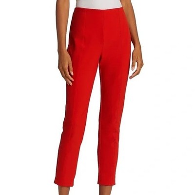 Veronica Beard Honolulu Cropped Stretch-Crepe Slim-Leg Pants Red Size 6 NWT