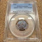 1944 Lincoln Wheat Cent PCGS UNC Details Questionable Color Toned Blue 1C Coin