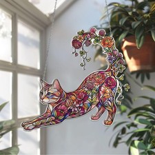 Monarch Butterfly Lilac Flower Acrylic Suncatcher Window Hanging Floral Decor Gi