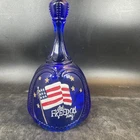 Fenton Glass Stars & Stripes Let Freedom Ring Cobalt Blue Bell BV0620