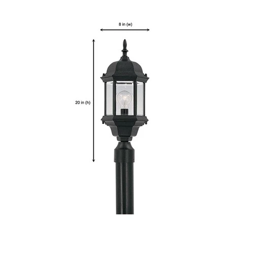 Designers Fountain 2976-BK 1 Light 8" Cast Aluminum Post Lantern - Black - Picture 6 of 7