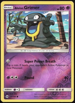 Alolan Grimer 57/149 Common SM Base Set Pokemon Reverse Holo Near Mint