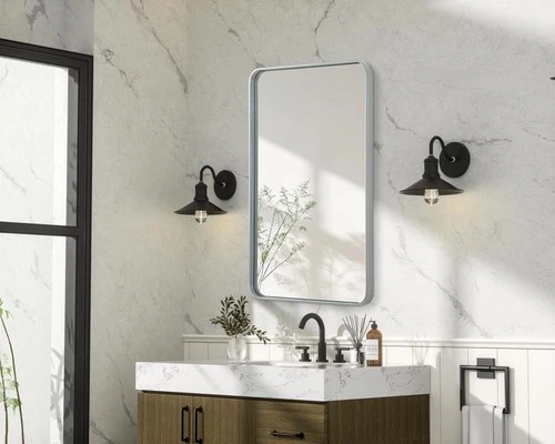 Elegant Decor Contour Metal Rectangle Mirror 24X40" Silver - Picture 3 of 11