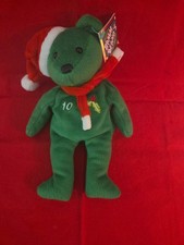 Salvino's Bamm Beanos Chipper Jones 10 Green Christmas Beanie Plush Bear