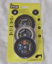 Ryobi 3" Cut-off Wheel Set - (3) Wheels, Brand New A7CW31