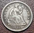 1842 Seated Liberty Half Dime VF+ Original Toning Problem Free 19th C Type Coin