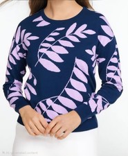 Talbots Embroidered Crewneck Sweater Tossed Flowers Floral Knit NEW