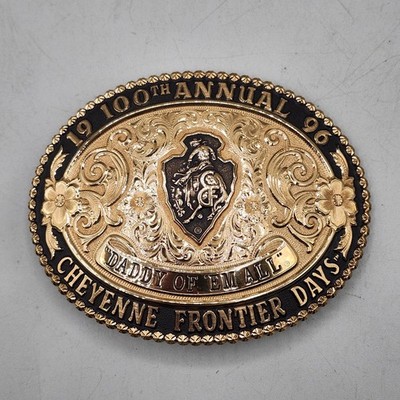 Gist Bronze Buckle 1996 100th Annual Cheyenne Frontier Days Daddy Of Em All -NEW