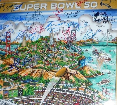 Alyssa Milano Ezekiel Elliott Dwight Clark Steve Young Signed SB Football POSTER - Picture 12 of 12