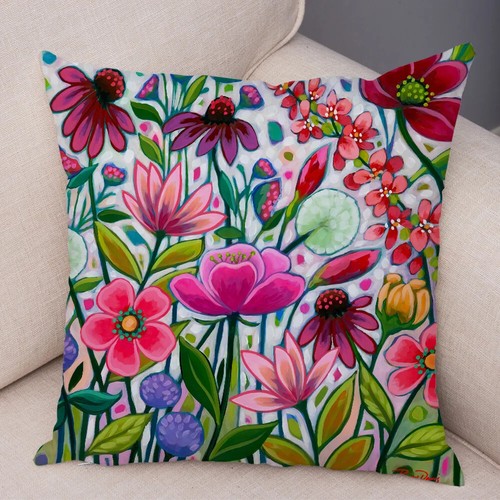 Watercolor Floral Cushion Cover Cartoon Butterfly Plant Pillowcase Pillow Case - Picture 45 of 72
