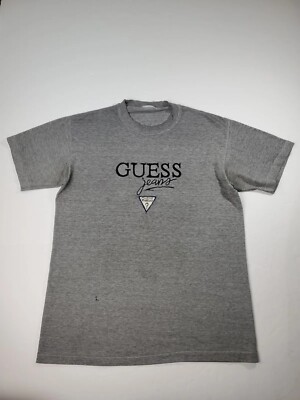Vintage Guess T Shirt Med/Lrg Mens Gray Short Sleeve