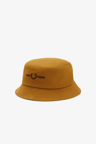 🔵FRED PERRY CAPPELLO ALLA PESCATORA TWILL CON LOGO HAT HW4631 CAMEL NEW SS23