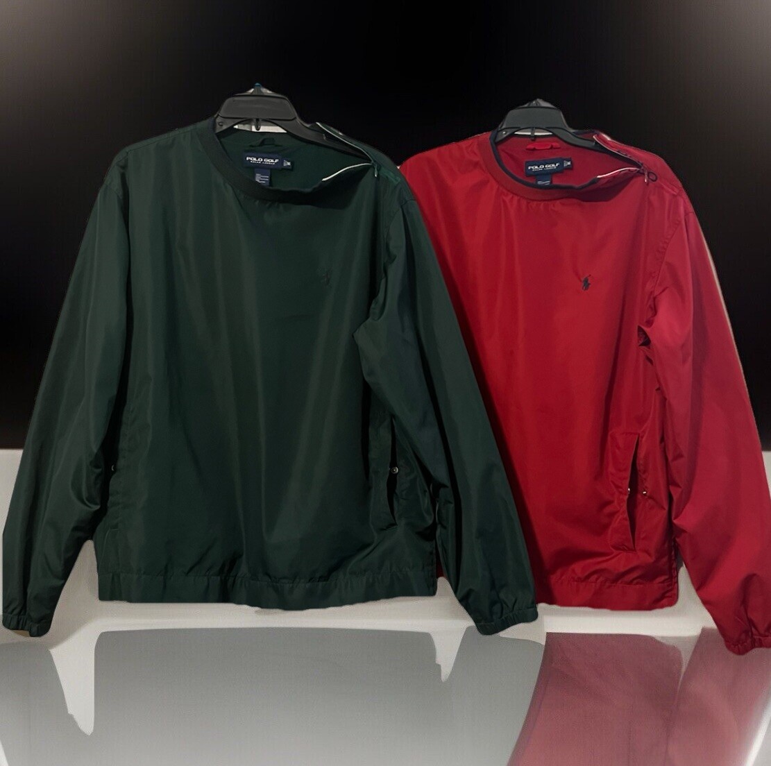 PONY 2 Vintage Polo Golf Ralph Lauren Pullover Rain Gear Giacca a vento Uomo Med Rosso e Verde
