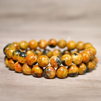 1 pcs Natural Bumblebee Jasper Stone Bracelet Yellow Stone Stretch Bracelet