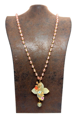 Beautiful Necklace With Gemstone  And Colourful Crystals  By Michal Negrin #725#