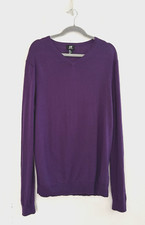 H  M Jumper Men's 100 Wool Purple V Neck Long Sleeve XL