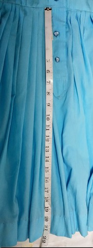 Vtg 1950s 1960s Aqua Blue Shirtwaist Day Dress Box Pleated Skirt XS Rockabilly - Picture 11 of 19