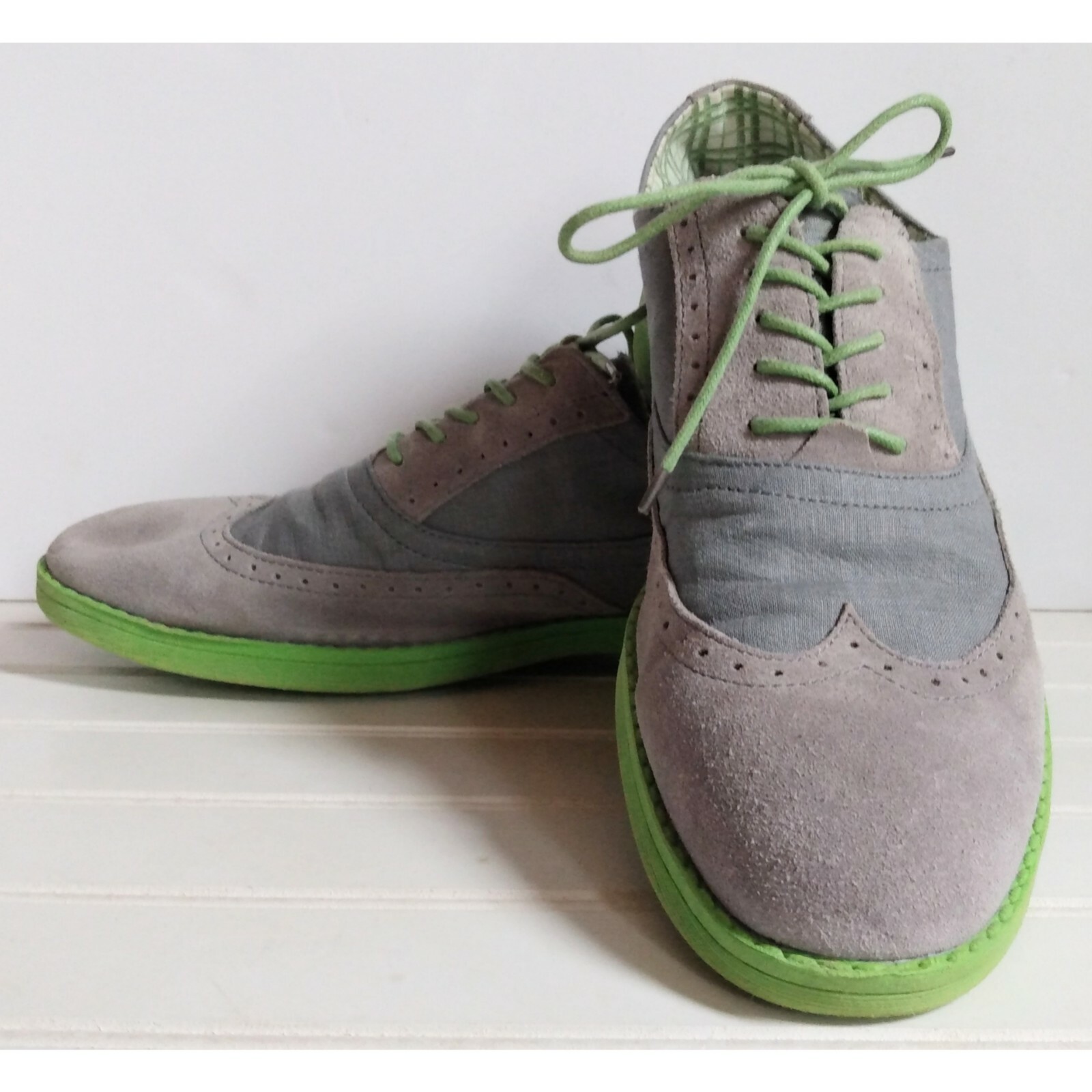 Neon Green Suede Leather Shoes 