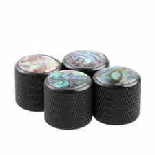 4PCS Guitar Bass Metal Dome Control knob abalone inlay volume tone knobs Black