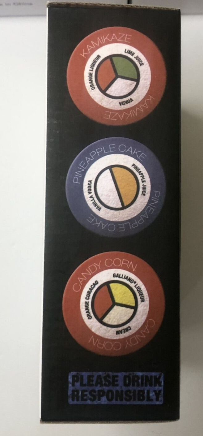 12 Shot Glasses with Builtin Dividers with Recipe Coasters 4 pack eBay