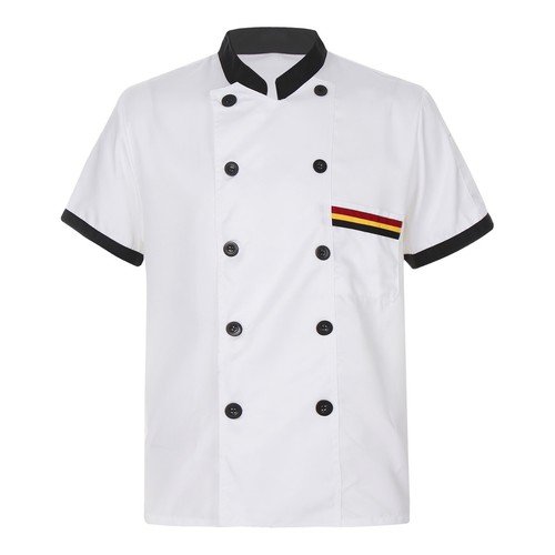 Chef Coat Jacket Unisex Kitchen Short Sleeve Cooker Work Restaurant Uniform - Picture 43 of 47