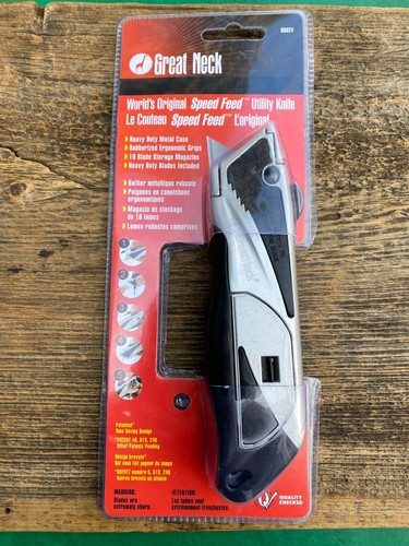 Great Neck "Speed Feed" Allzweckmesser Teppichmesser 10 Klingen Aufbewahrung Neu 80024