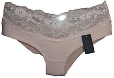 Frederick's of Hollywood "BRIDGET" Cotton Lace Thong Size: SMALL Nude NWT