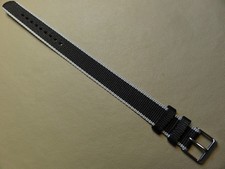 18mm Nylon Timex T7B981 Black/Gray Easy Pass Thru Watch Band Simple One Piece