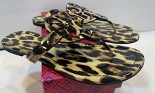 EUC Tory Burch Miller Natural Leopard Patent Leather Sandals Sz 6 1/2 6.5 M