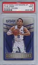 2015 Contenders DP School Colors 48 Tyus Jones PSA 9 Mint Duke Blue Devils