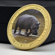 World Animal Hippopotamus Gold Plated Challenge Coin African Ornament Medal