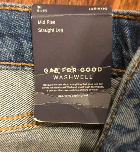 Gap Jeans Indigo Floral Print Girl's 16 Straight Leg Laser Denim Blue NWT - Picture 5 of 9