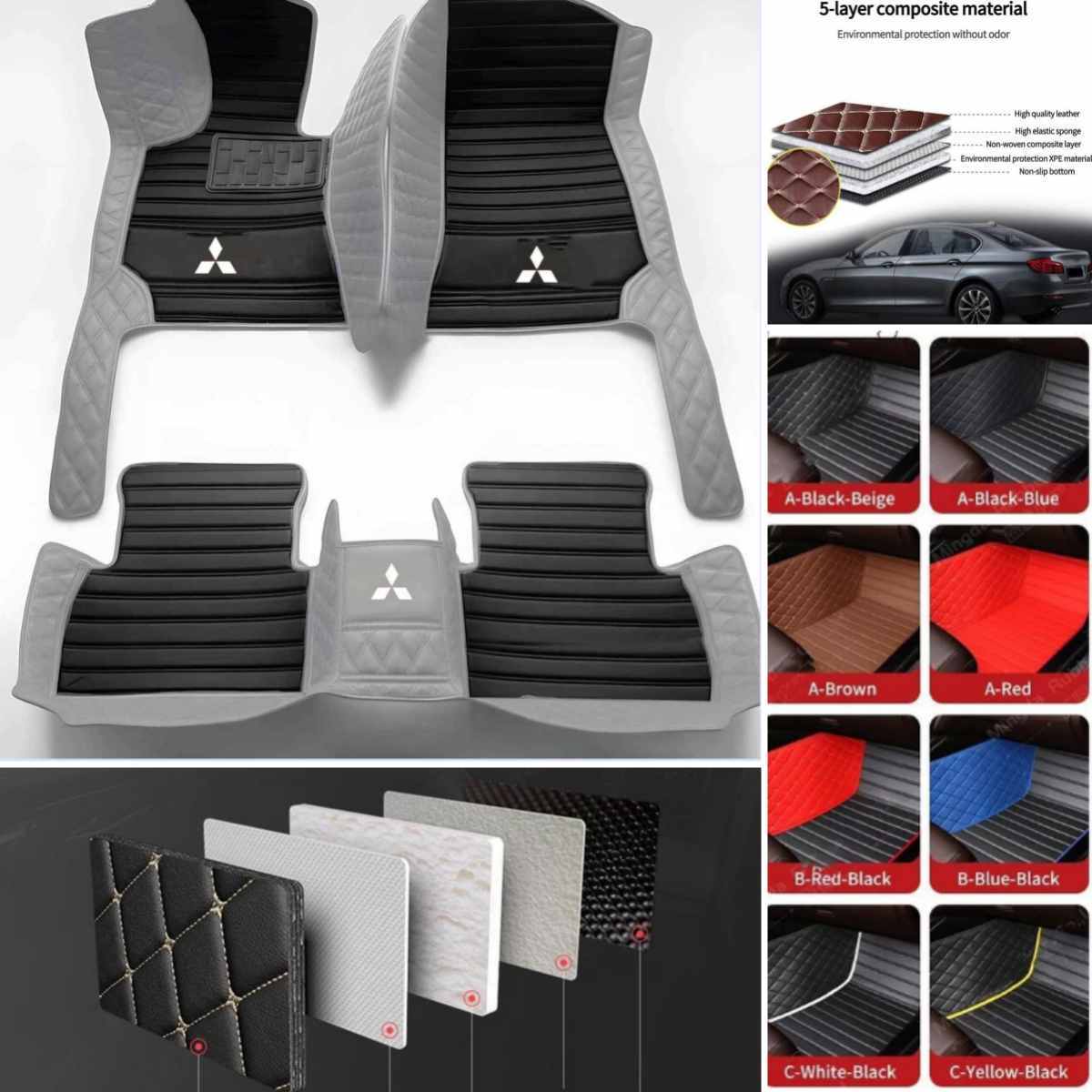 Waterproof Non-Slip Custom Floor Mats for All Mitsubishi Car Models