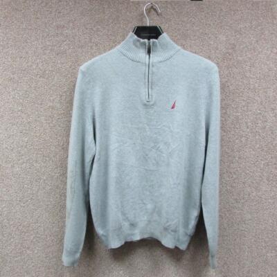 HERREN 100 % BAUMWOLLE RUNDHALSAUSSCHNITT 1/4 REISSVERSCHLUSS PULLOVER GRÖßE UK L REF (NC06308