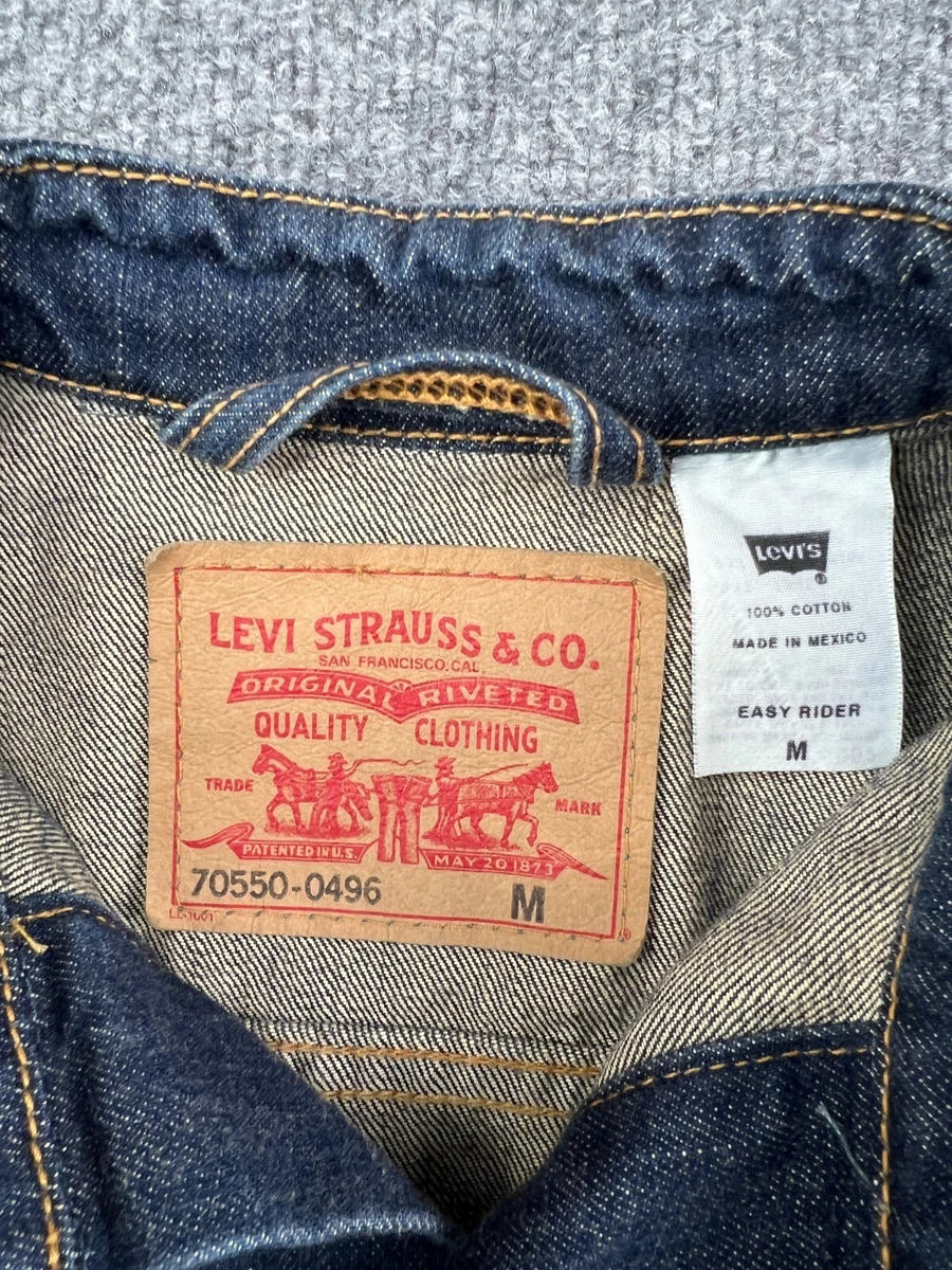 Levi's 70550-0496 Easy Rider Trucker Jacket Men's Medium Blue Denim Red Tab