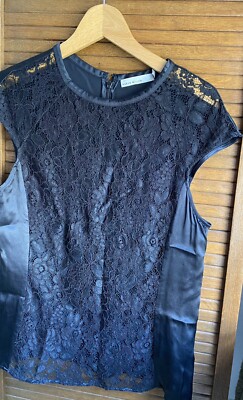 Karen Millen Bluse Top Spitze Schwarz Elegant & Bildschön