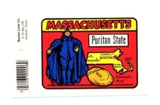 Lot of 12 Massachusetts Puritan State Luggage Decals Stickers - New - Free S&H