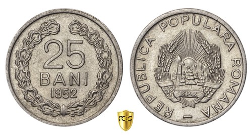 ROMANIA 25 Bani 1952 - PCGS MS64 - Imagen 1 de 3